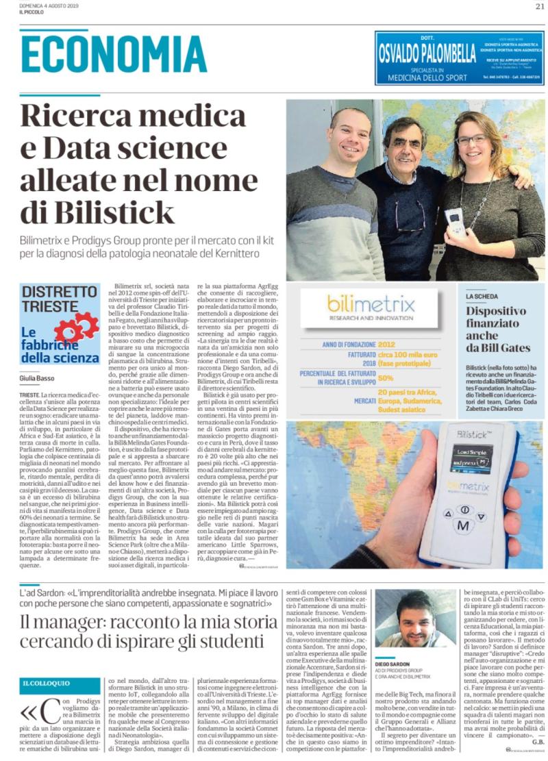 Prodigys Group e Bilimetrix - ovvero Data scienze e Ricerca medica - in campo