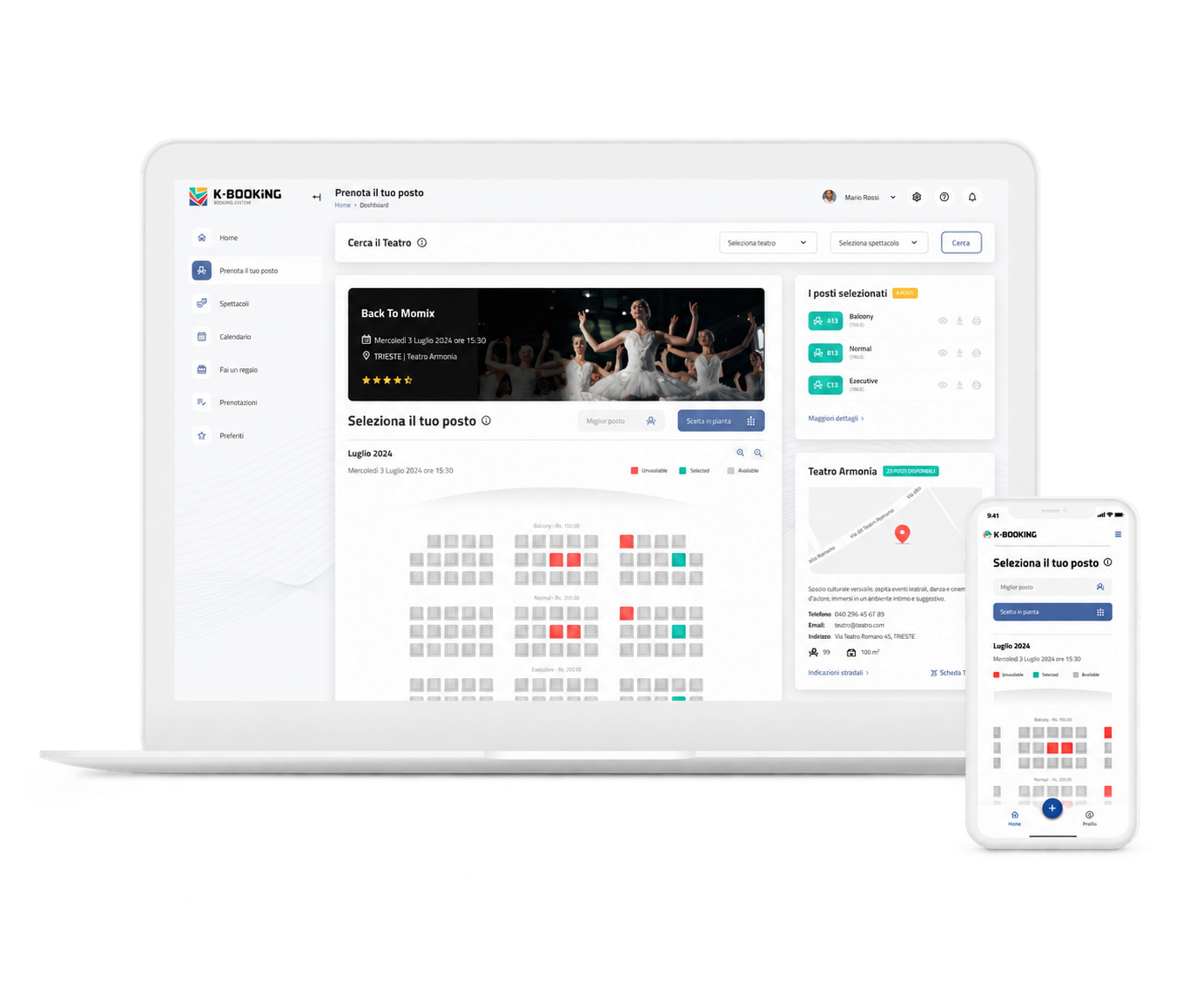 Interfaccia di amministrazione K-BOOKING