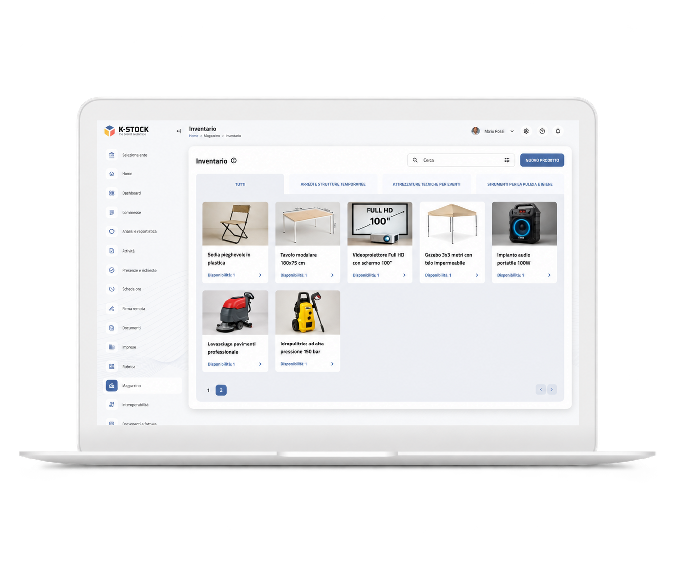 Interfaccia K-Stock Base per consultare beni e disponibilità
