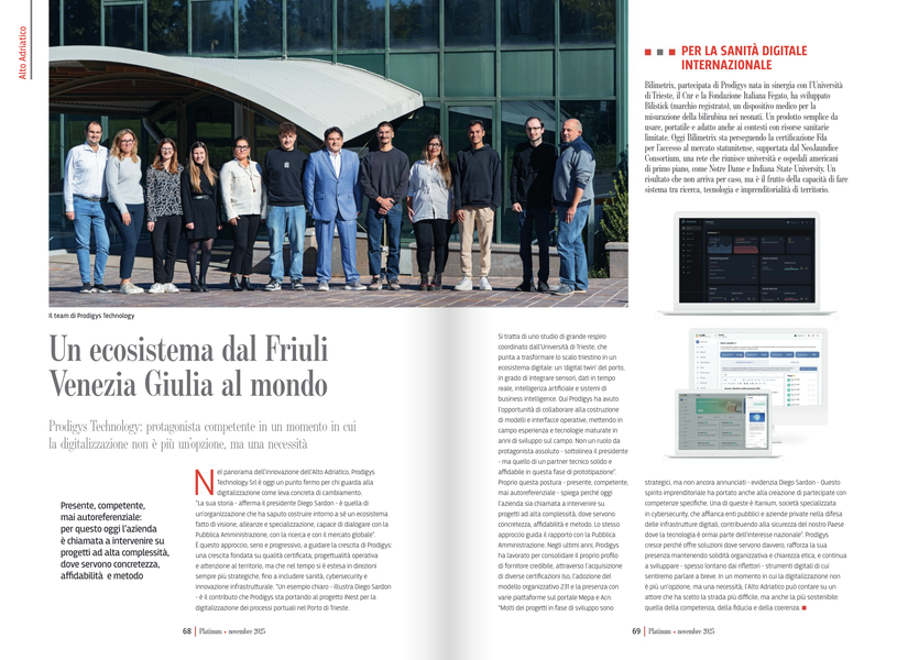 Prodigys Technology su “Platinum - Il Sole 24 Ore”: un ecosistema dal Friuli Venezia Giulia al mondo